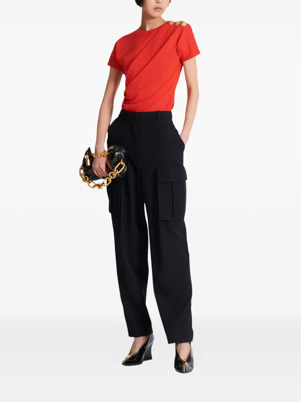 Balmain playera drapeada con botones | Playeras y jerséis | Image 2