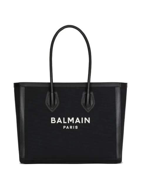 Balmain tote con ribete de cuero y placa del logo