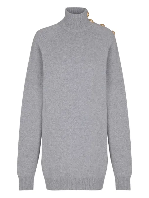 Balmain high-neck button-embellished jumper dress