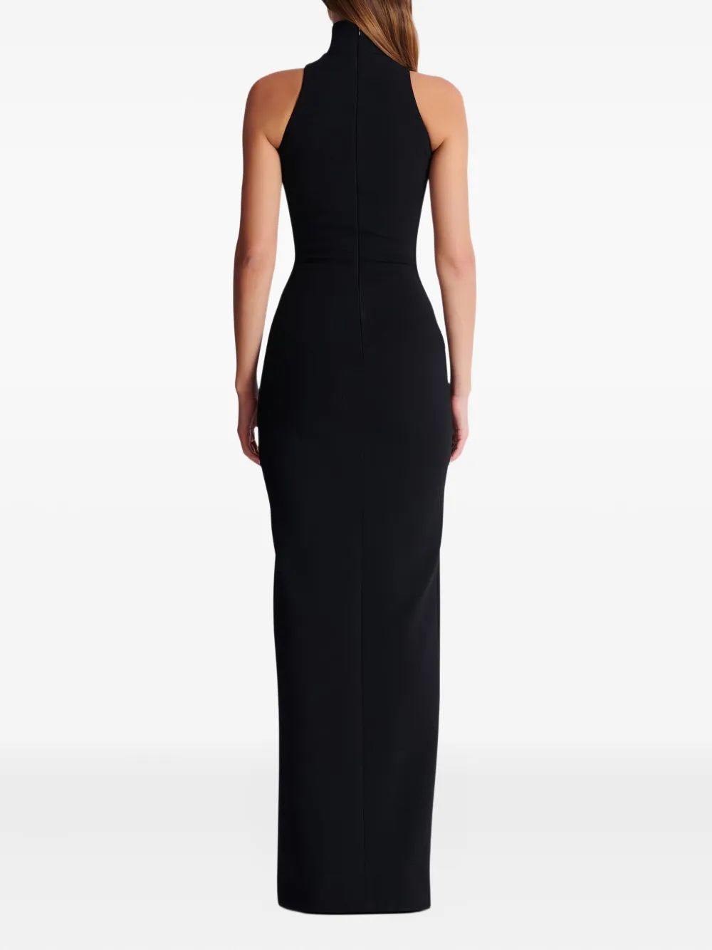 Balmain Maxi-jurk met hoge hals en split Zwart