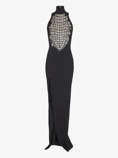 Balmain Vestido longo gola alta com fenda