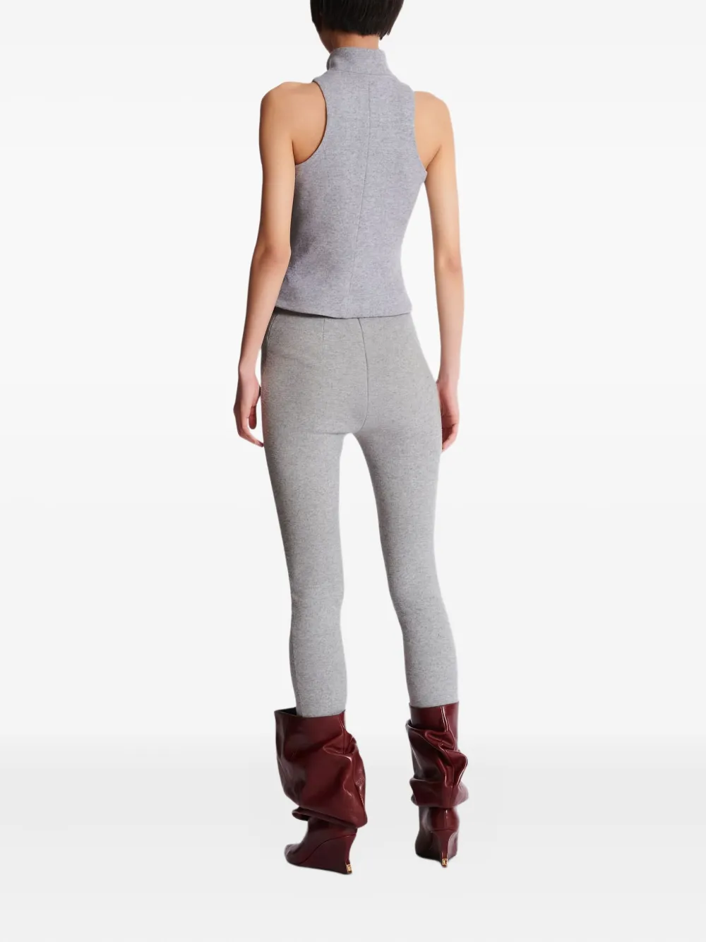 Balmain Sleeveless Cotton Knit Top In Gray