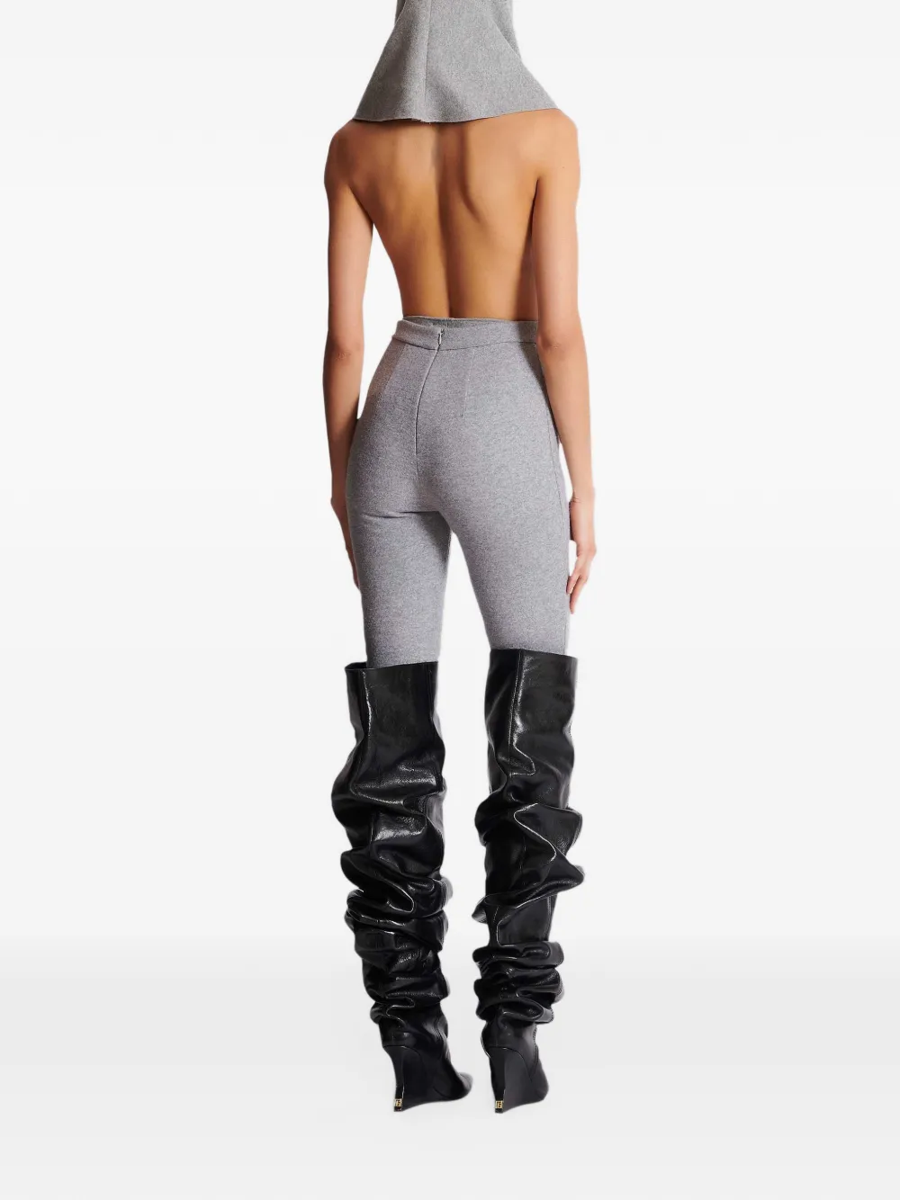 Balmain Gedrapeerde body met capuchon Grijs