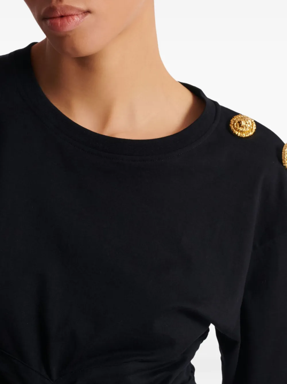 Balmain T-shirt verfraaid met knopen en gedraaide voorkant Zwart