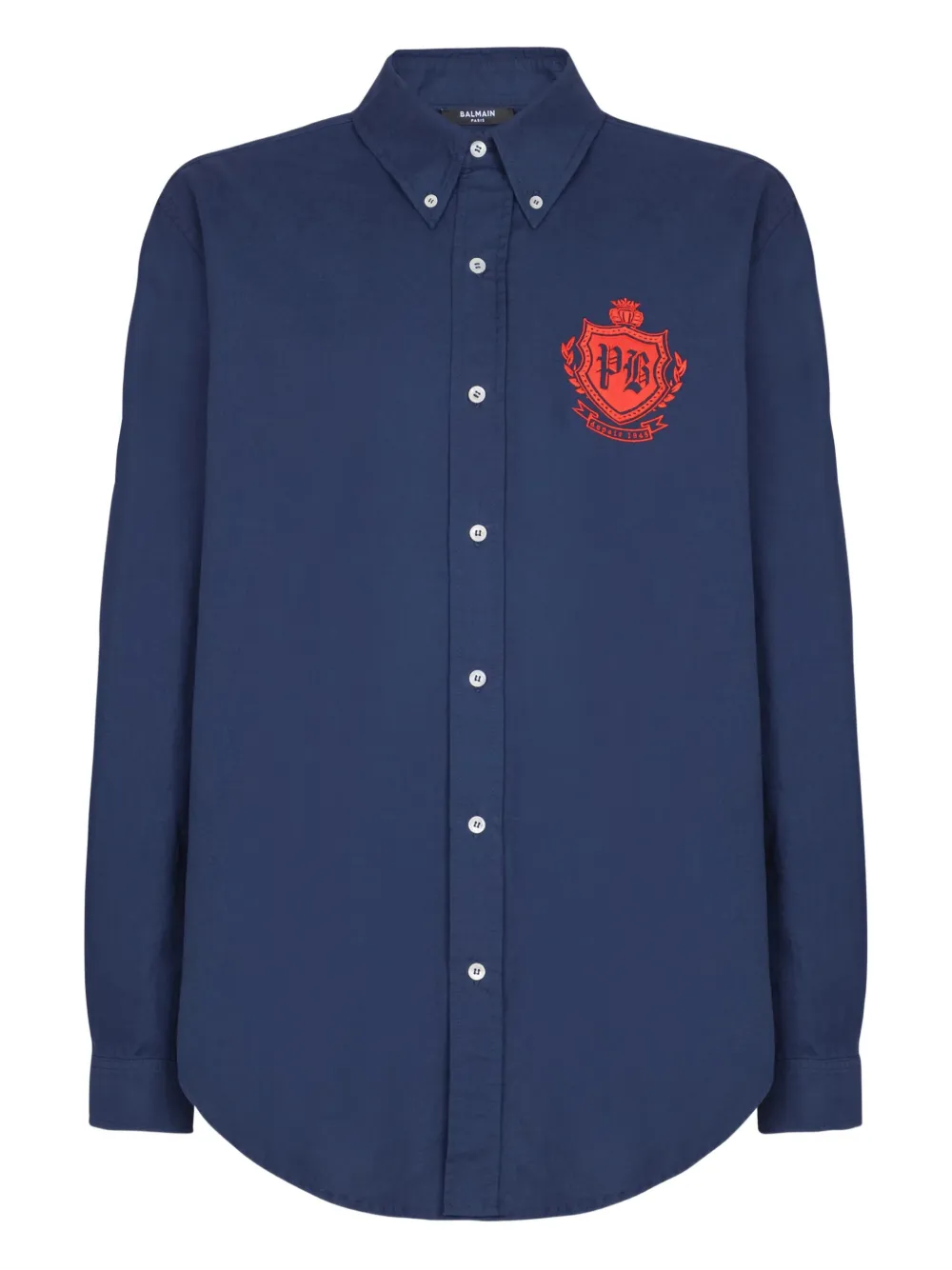 Balmain embroidered cotton shirt | Blue | Image 1