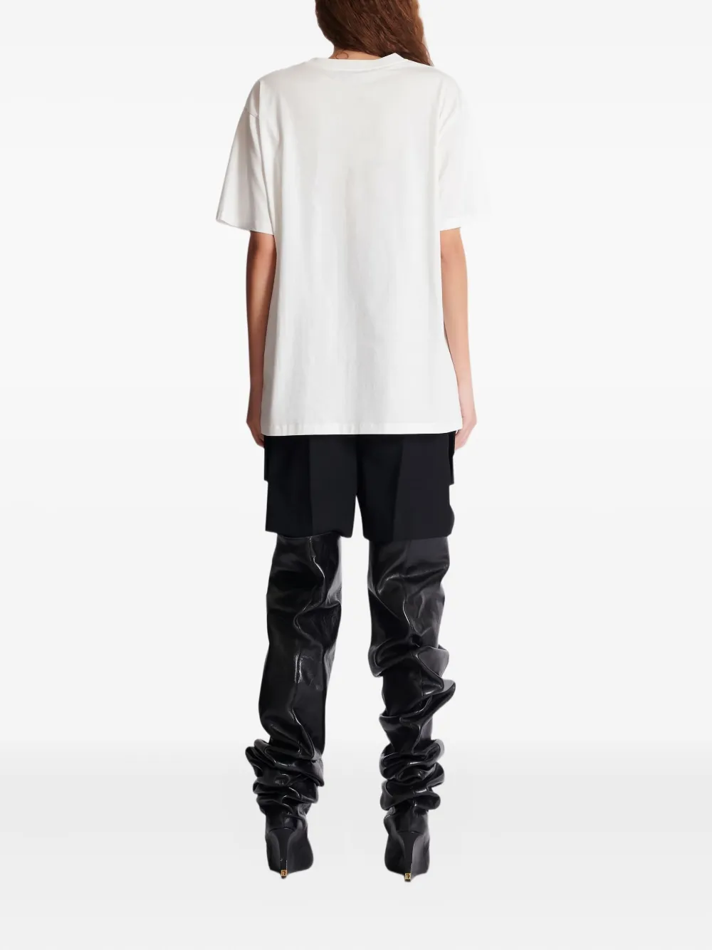Balmain Leopard-print Short-sleeved T-shirt In White