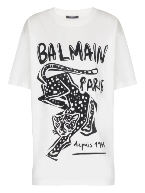 Balmain leopard-print short-sleeved T-shirt