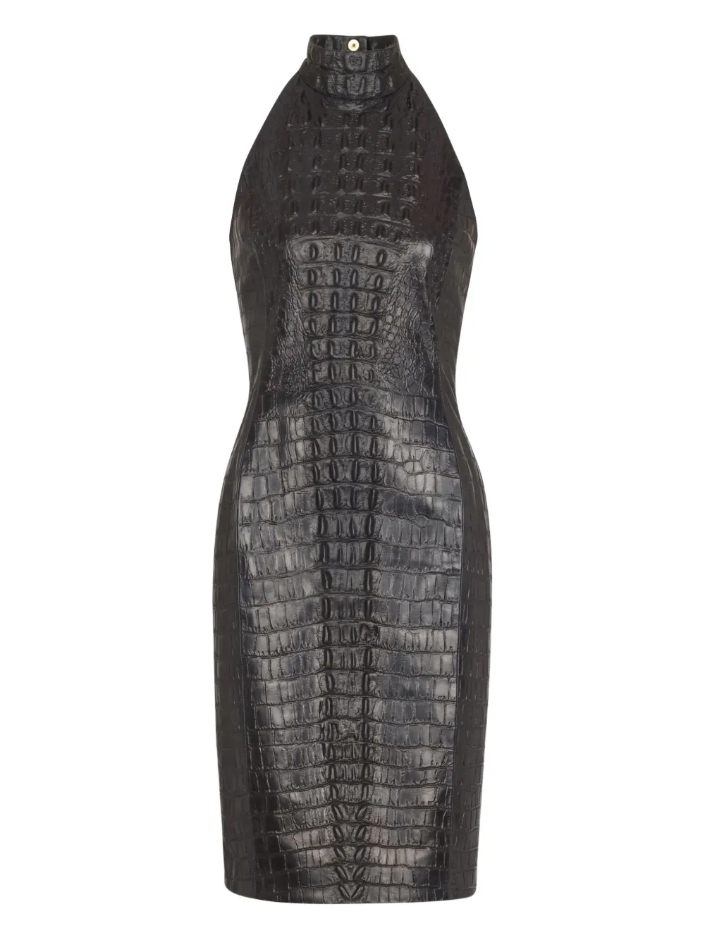 Balmain crocodile-embossed halterneck mini dress - Black