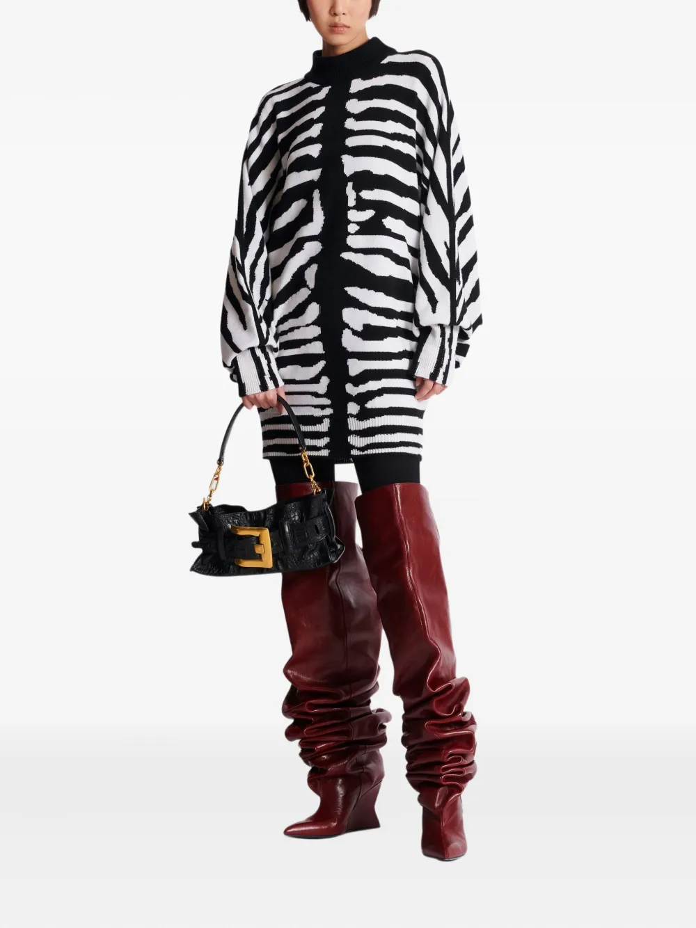 Balmain Mini-jurk met zebra intarsia - Wit