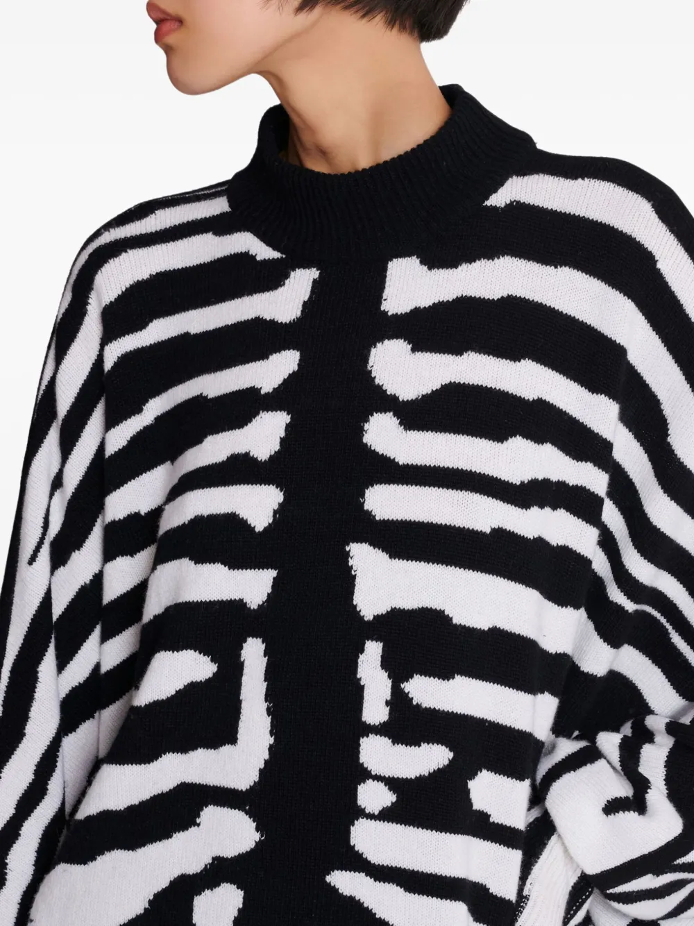 Balmain Zebra-intarsia Mini Dress In White
