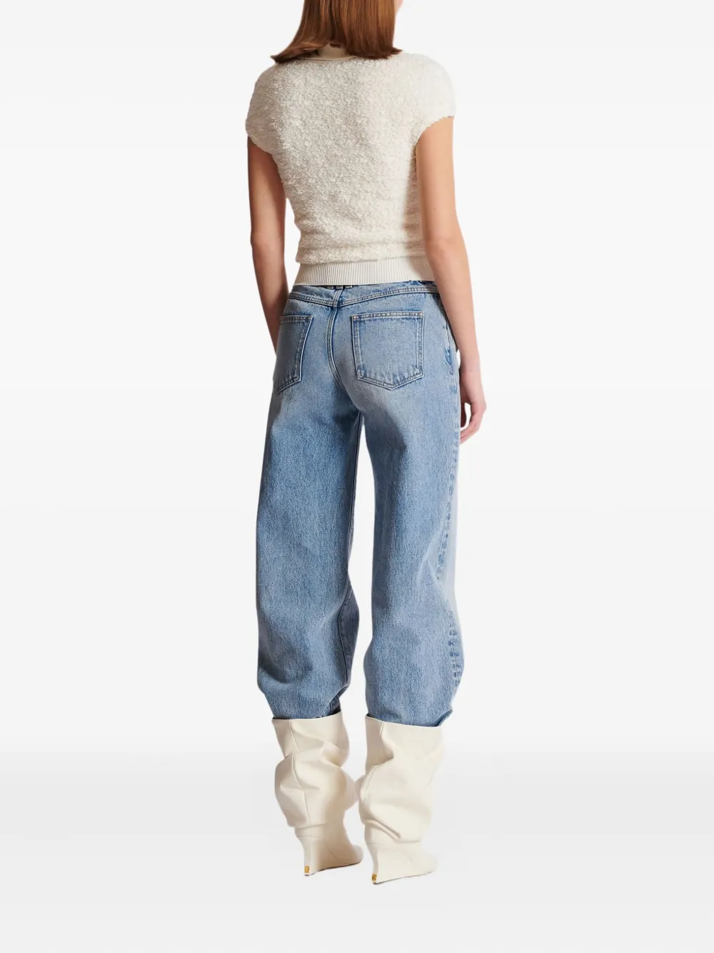 Balmain Top met korte mouwen en rits Wit