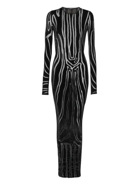 Balmain vestido midi de terciopelo con estampado de cebra