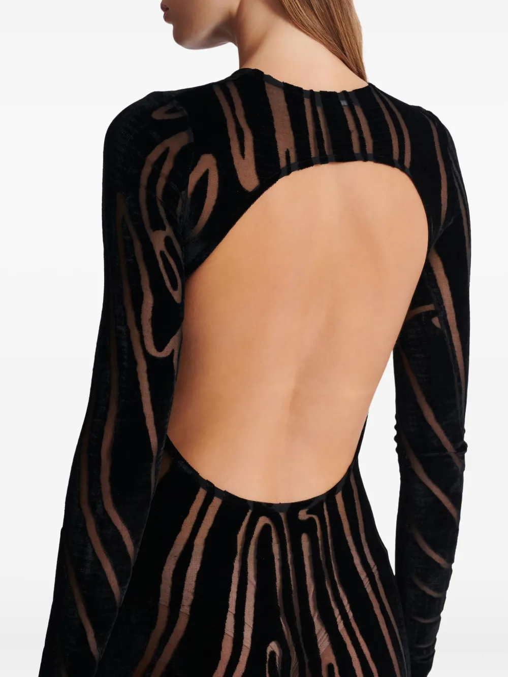 Balmain Long Sleeve Zebra Print Bodycon Dress In Blue