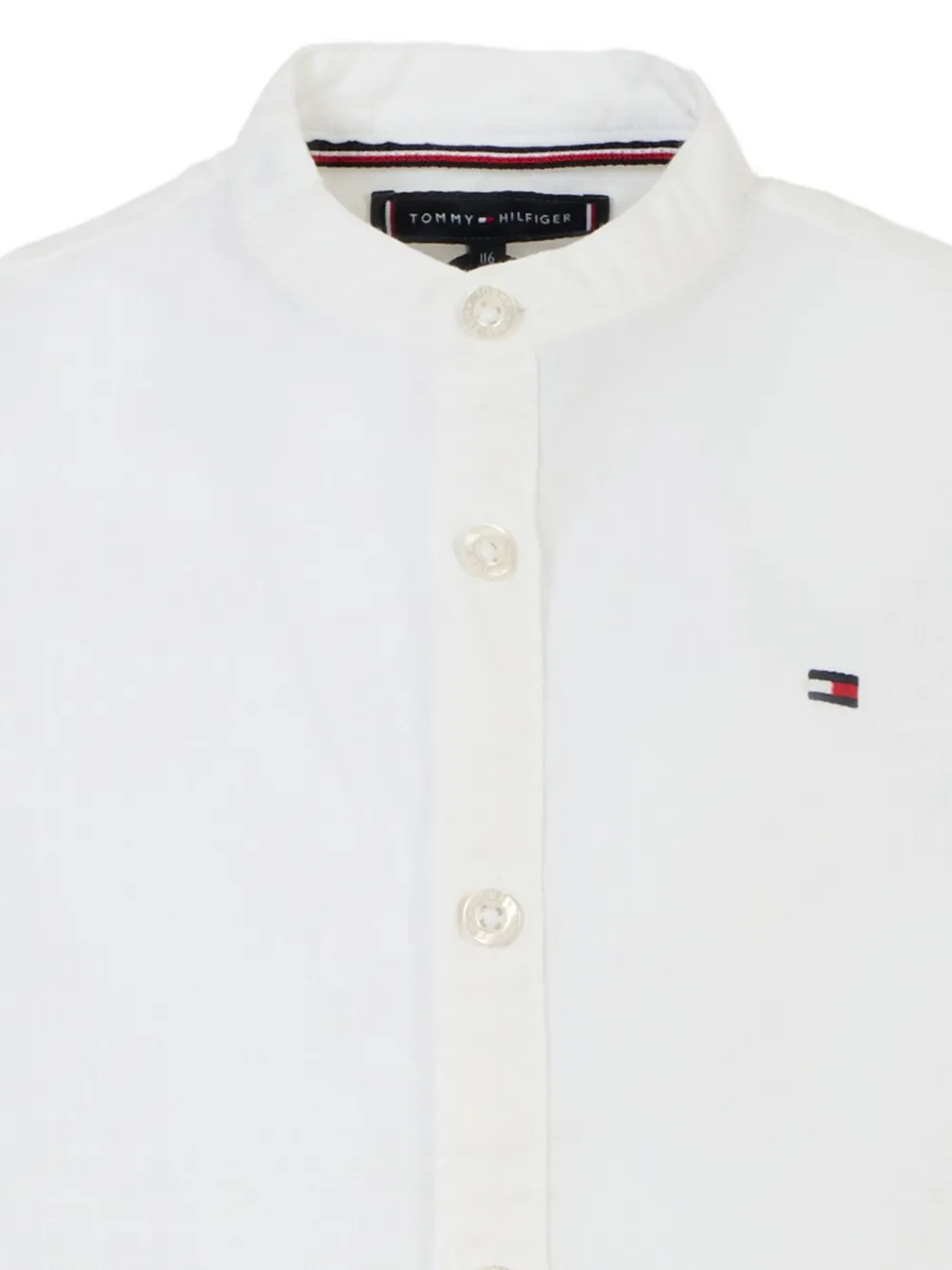 Tommy Hilfiger Junior Shirt met ronde opstaande kraag en lange mouwen Wit