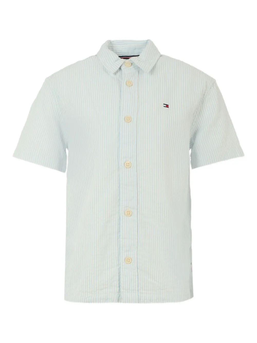 Tommy Hilfiger Junior Kids' Striped Short-sleeve Shirt In Blue