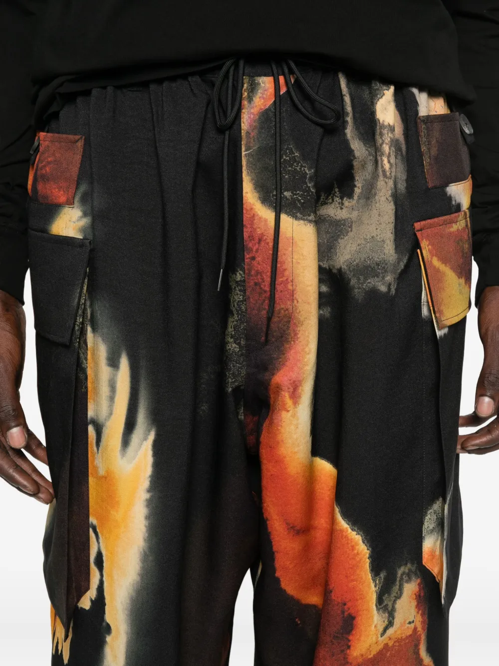 Y-3 Cargo broek met abstracte print Zwart