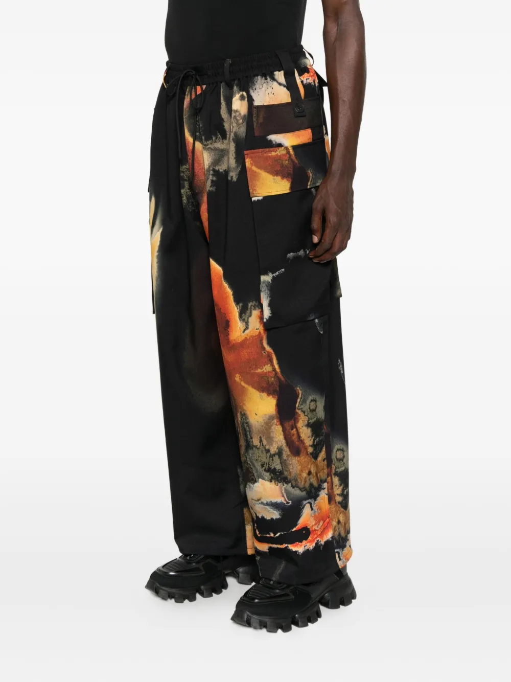 Y-3 Cargo broek met abstracte print Zwart