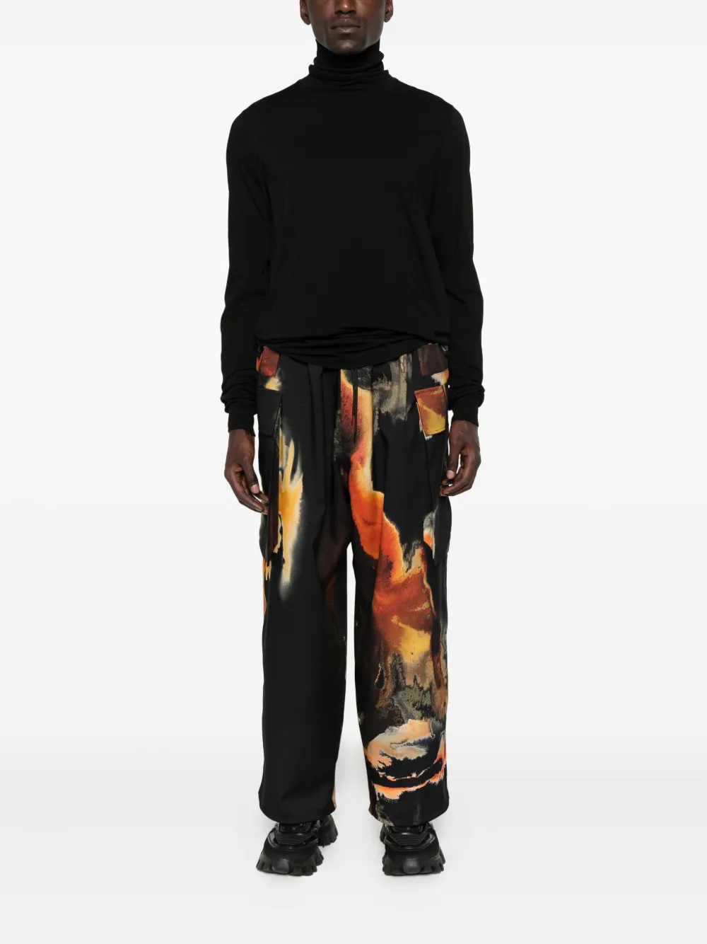 Y-3 abstract-print cargo pants - Zwart