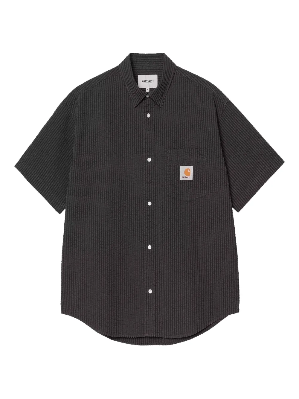 textured logo-patch shirt