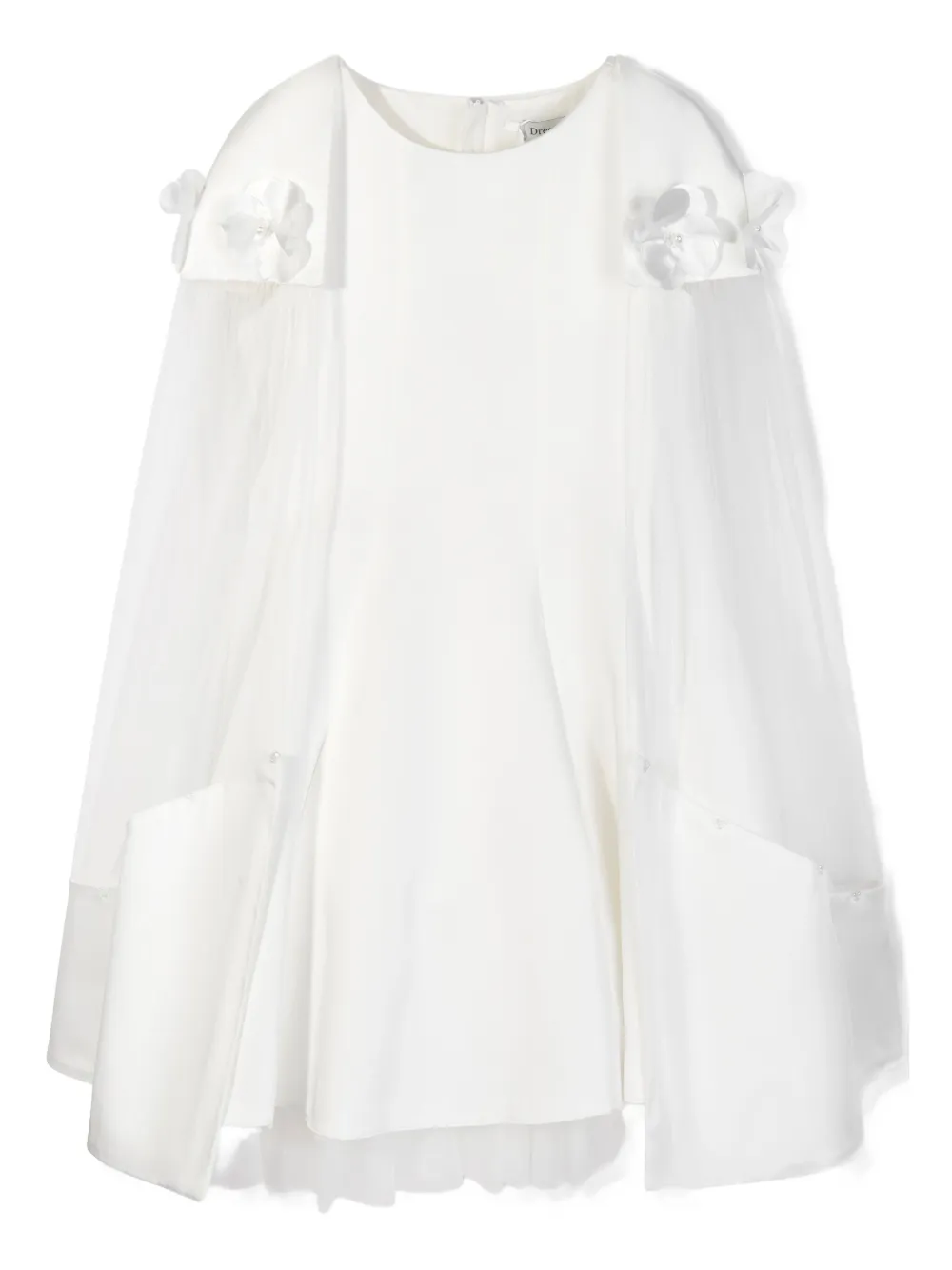 Dress & Fleur Flower-embellished Tulle Cape Dress In White