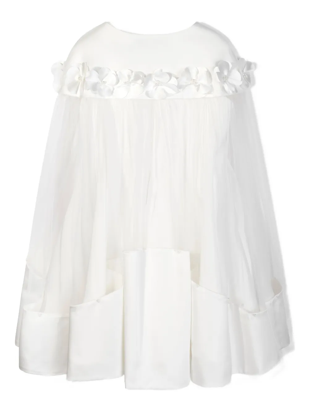 Dress & Fleur Flower-embellished Tulle Cape Dress In White