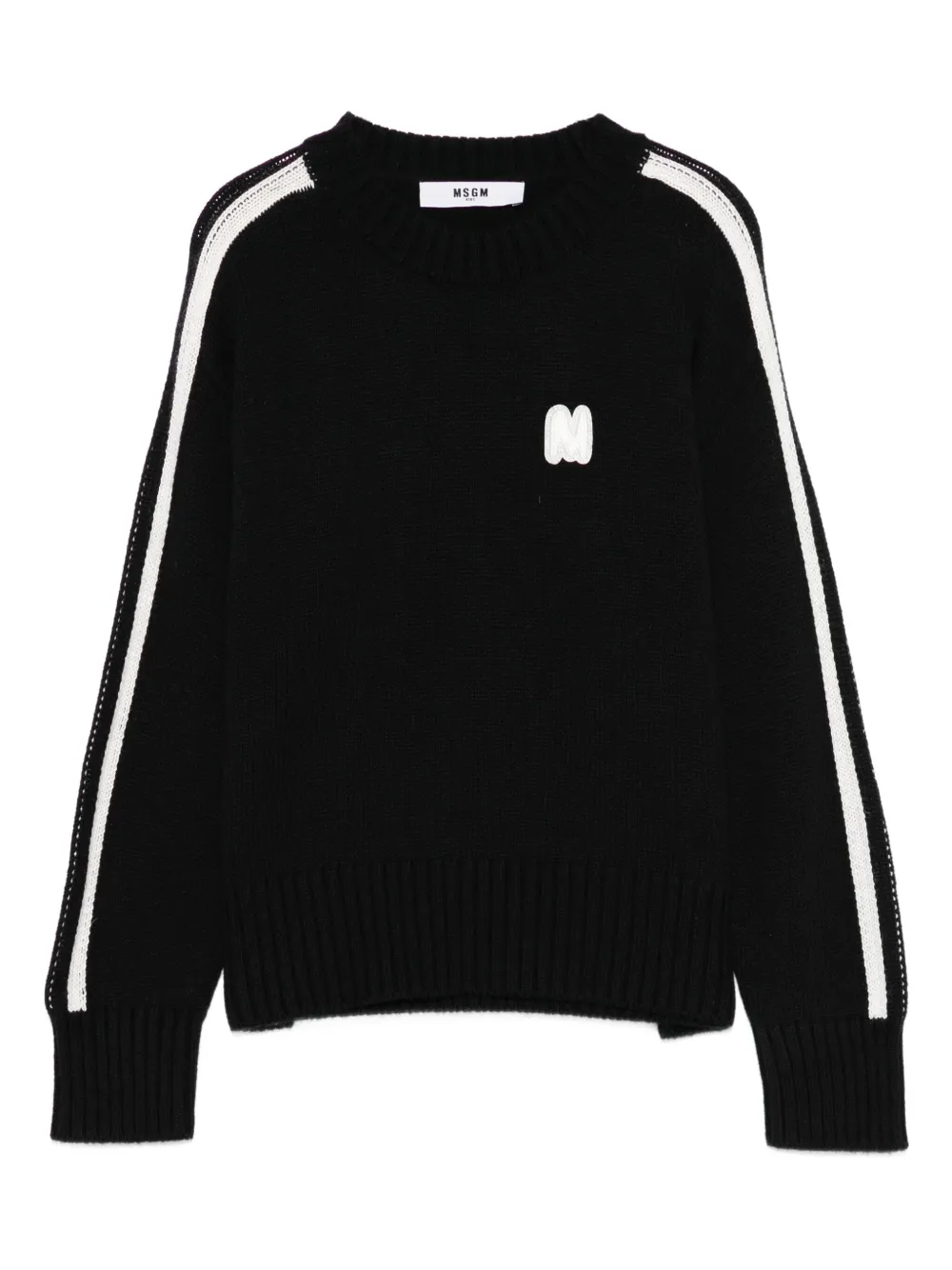 MSGM Kids stripe-detail logo-patch sweater | Black | Image 1