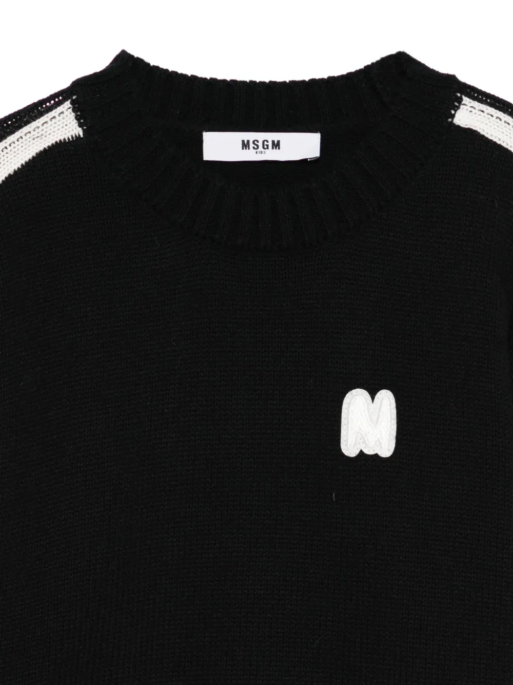 MSGM Kids Trui met logopatch en streepdetail Zwart