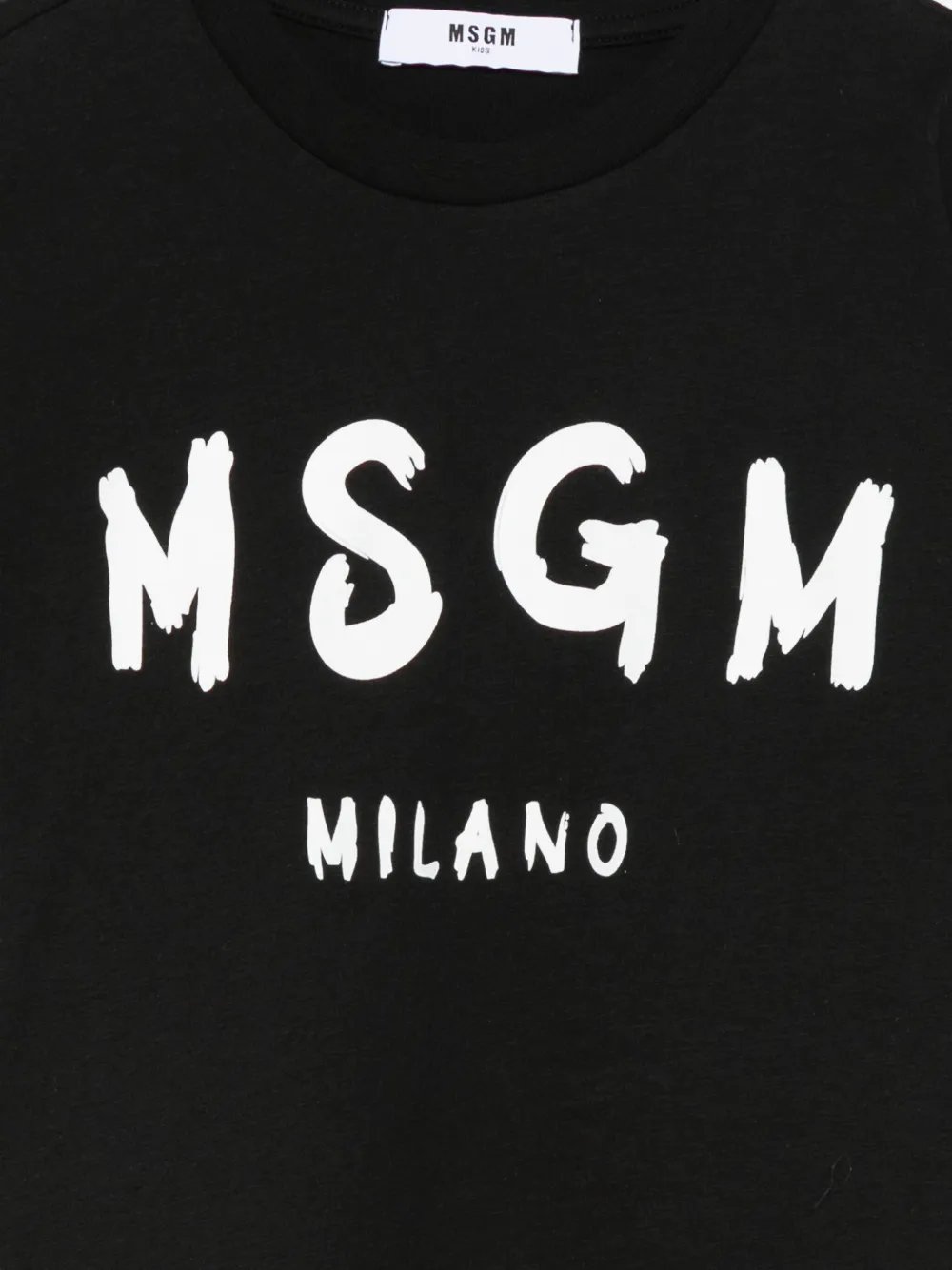 MSGM Kids Katoenen T-shirt met logoprint Zwart