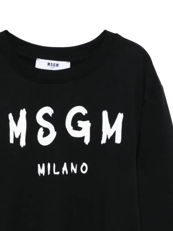 MSGM Kids Milano Logo long-sleeve Top | Black | FARFETCH GE