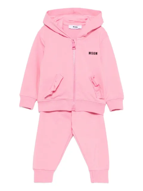 MSGM Kids traje deportivo con volantes y logo estampado