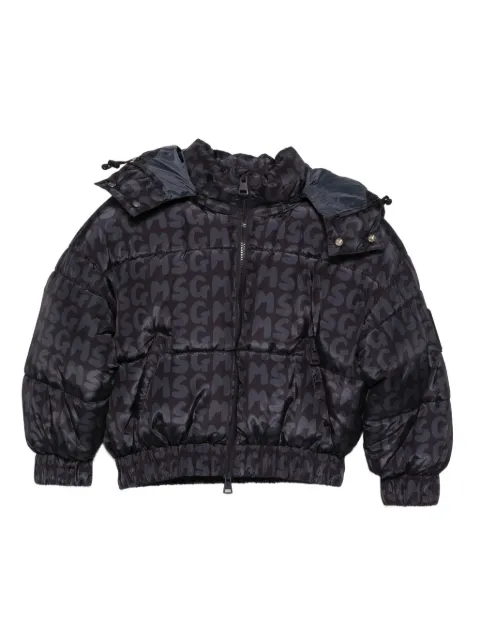 MSGM Kids chamarra capitonada con logo estampado