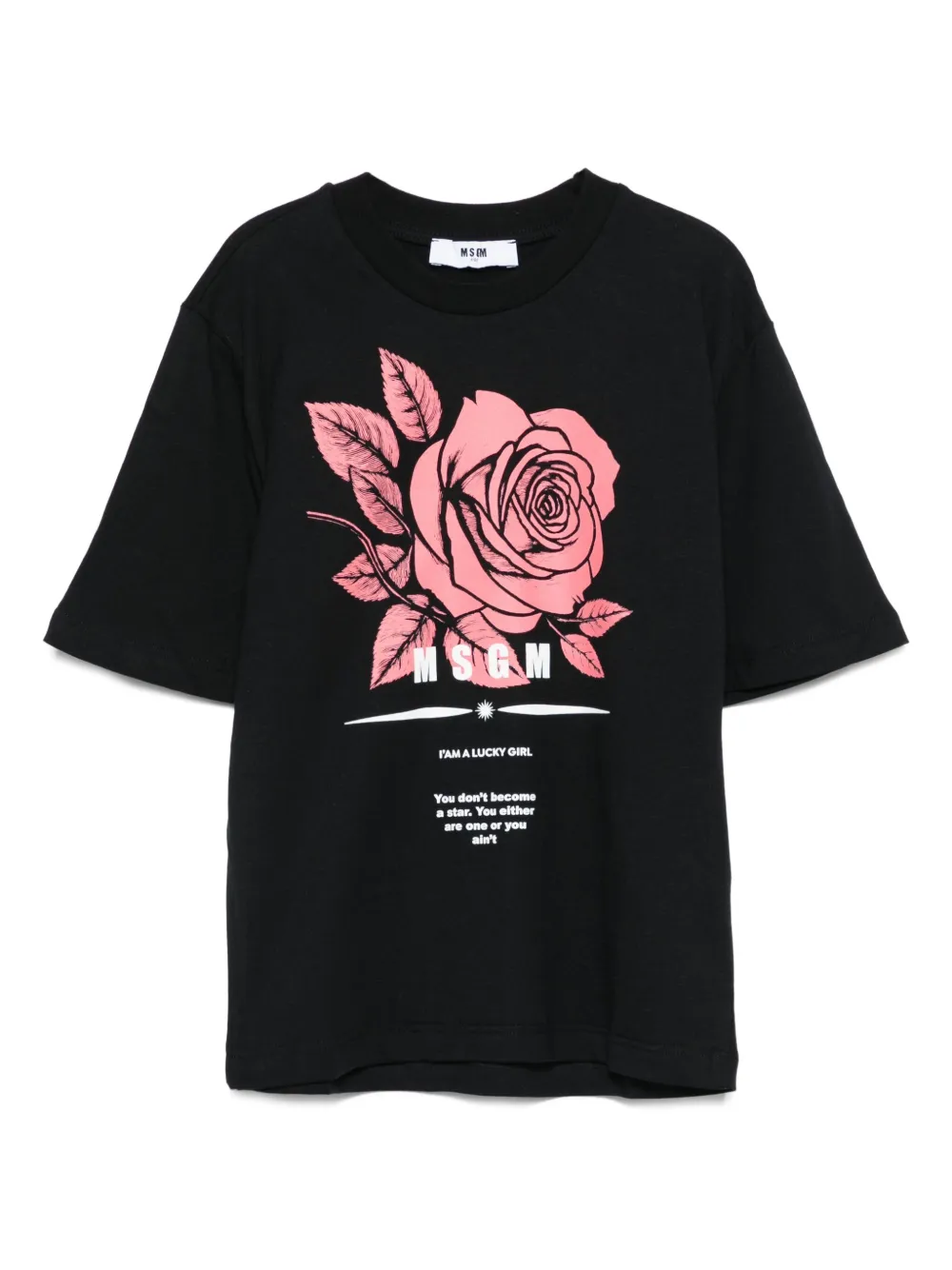MSGM Kids rose-print T-shirt | Black | Image 1