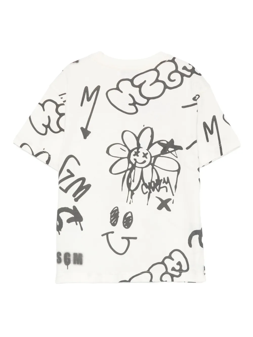 Msgm T-shirt Mit Graffiti-print In White