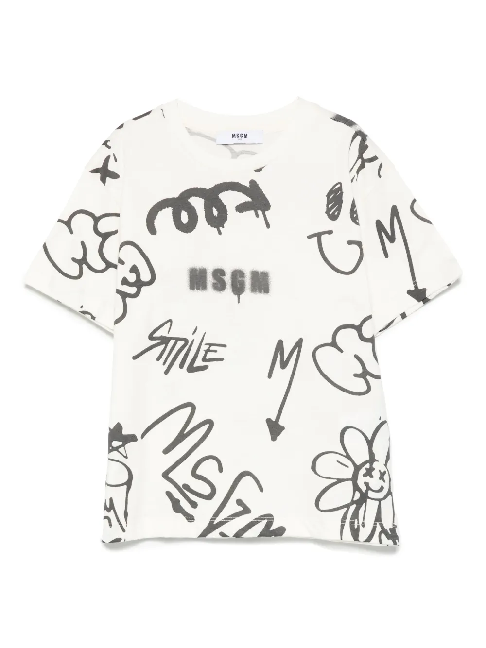 Msgm T-shirt Mit Graffiti-print In Brown