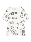 MSGM Kids graffiti-print crew-neck T-shirt - Neutrals
