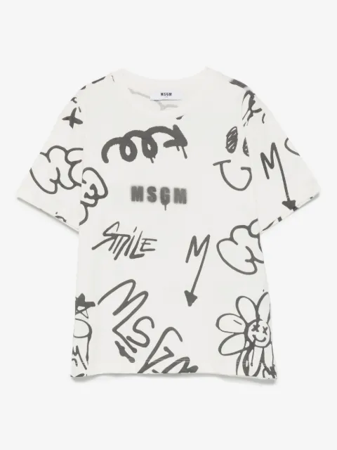MSGM Kids graffiti-print crew-neck T-shirt