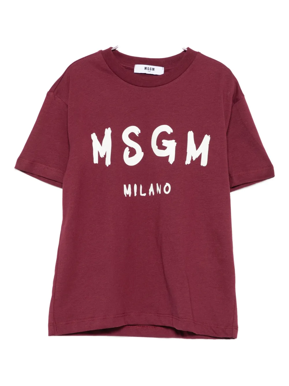 Msgm Burgundy T-shirt For Kids With White Logo In Red