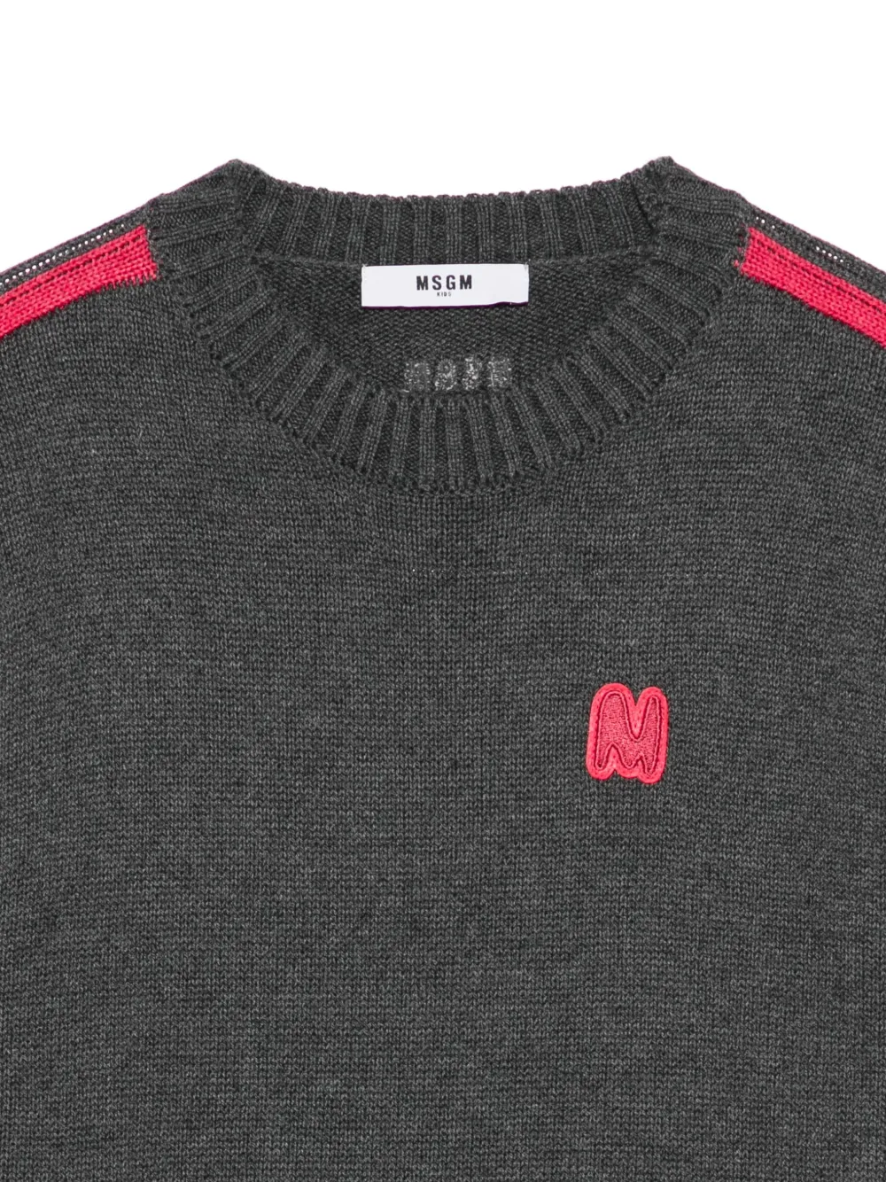 MSGM Kids Sweaterjurk met geborduurd logo en streepdetail Grijs