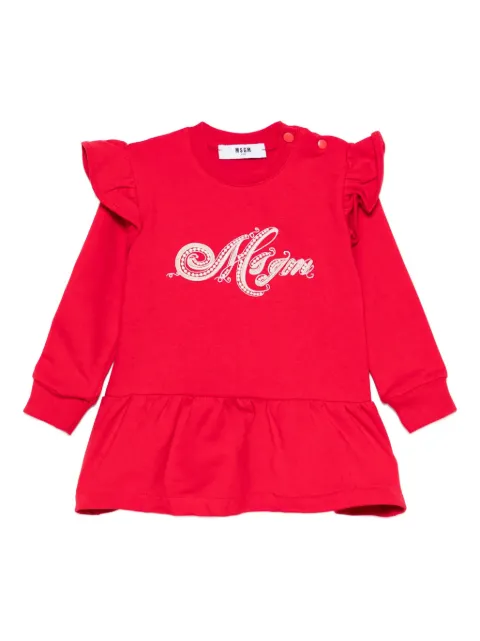 MSGM Kids vestido con volantes y logo bordado