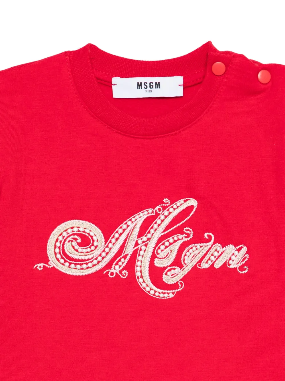 Msgm Logo-embroidered Ruffled Dress In Red