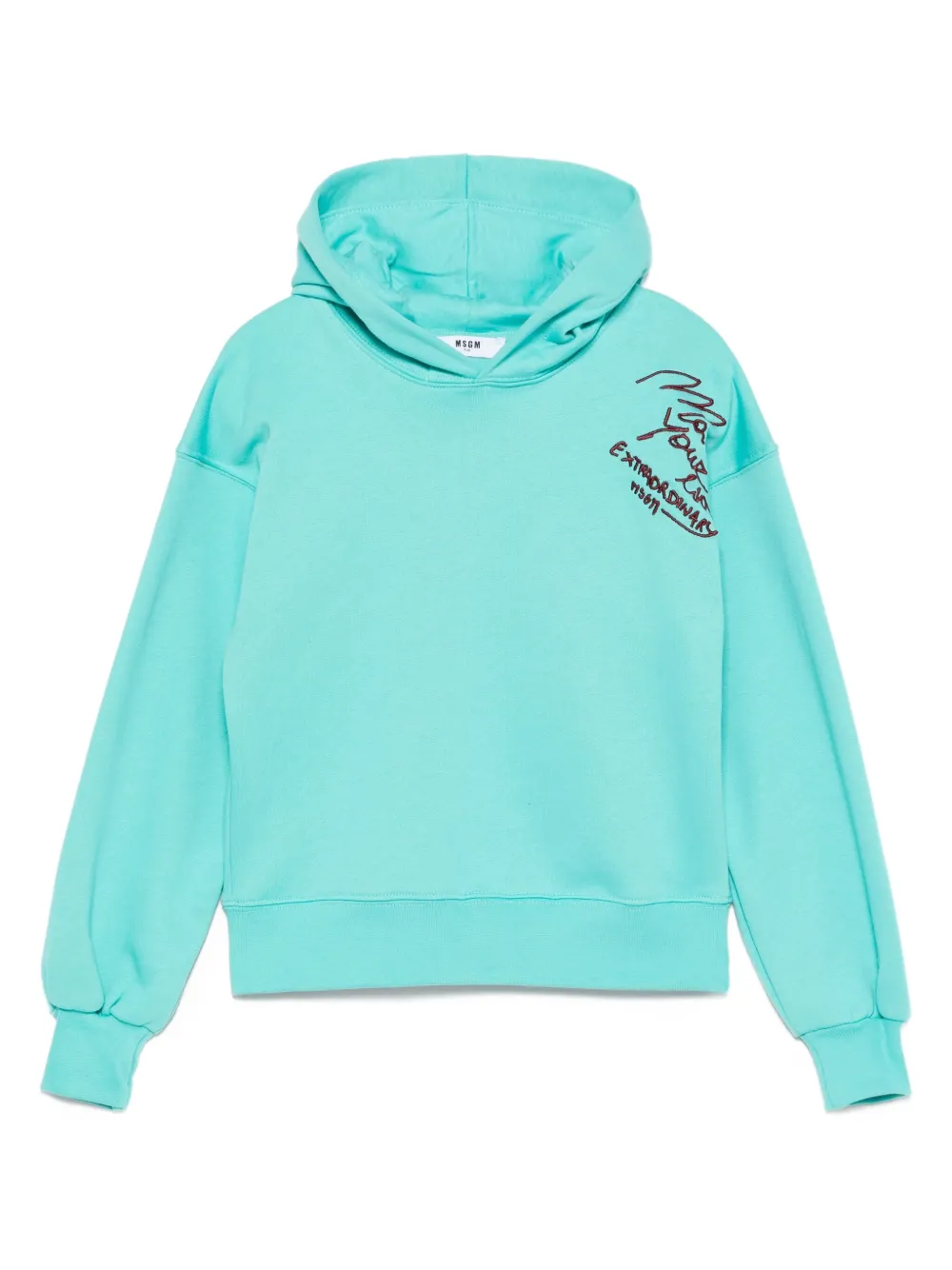 MSGM Kids embroidered-detail hoodie | Blue | Image 1