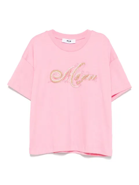 MSGM Kids pearl-embellished cotton top
