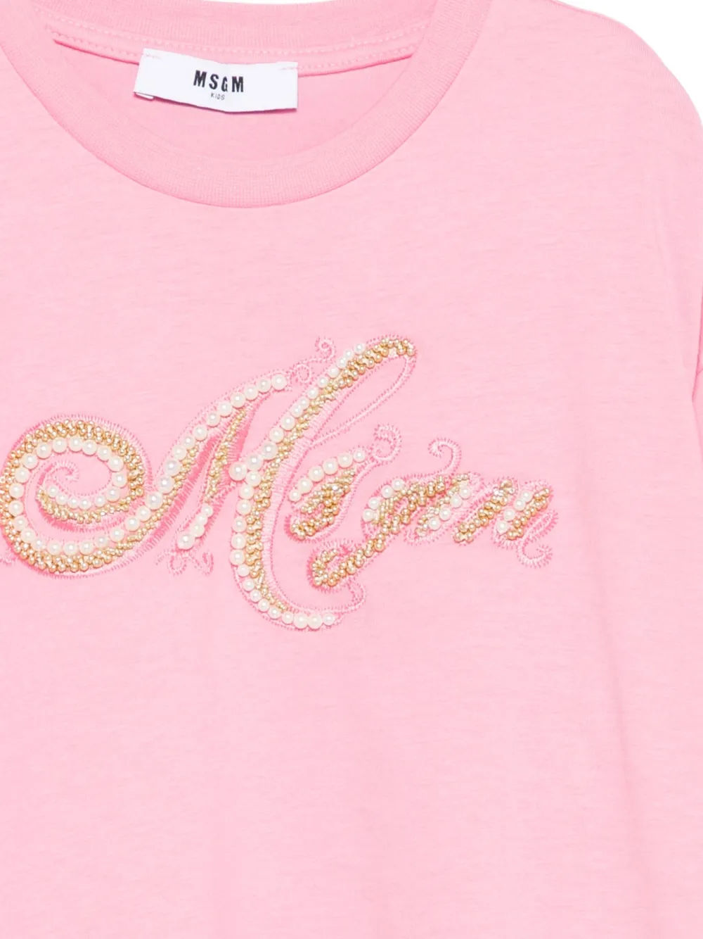 MSGM Kids Katoenen top verfraaid met parels Roze