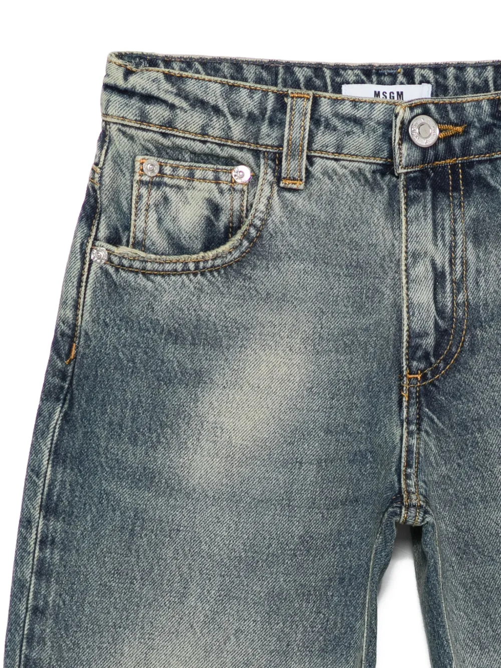 MSGM Kids Gerafelde jeans met vervaagd effect Blauw