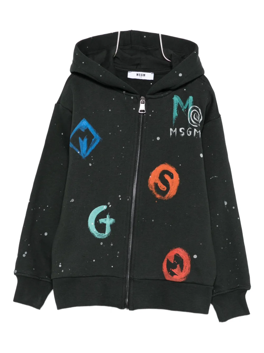 MSGM Kids logo-print zip-up hoodie - Nero