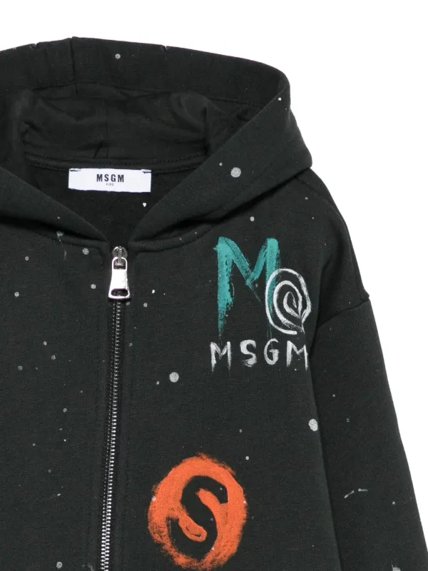MSGM Kids logo-print zip-up Hoodie | Black | FARFETCH