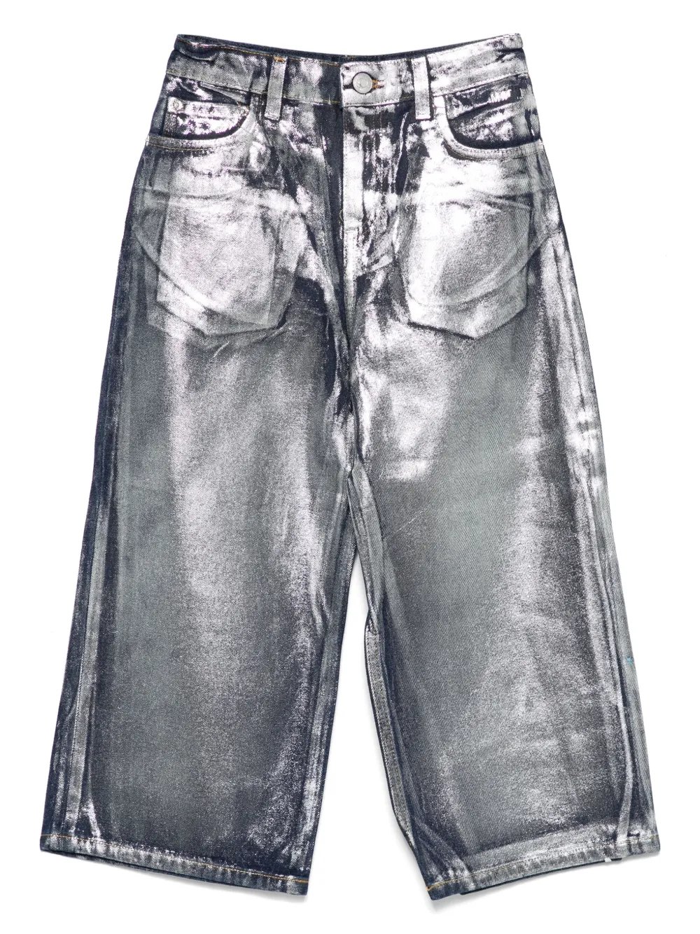 MSGM Kids Metallic zilveren jeans Blauw