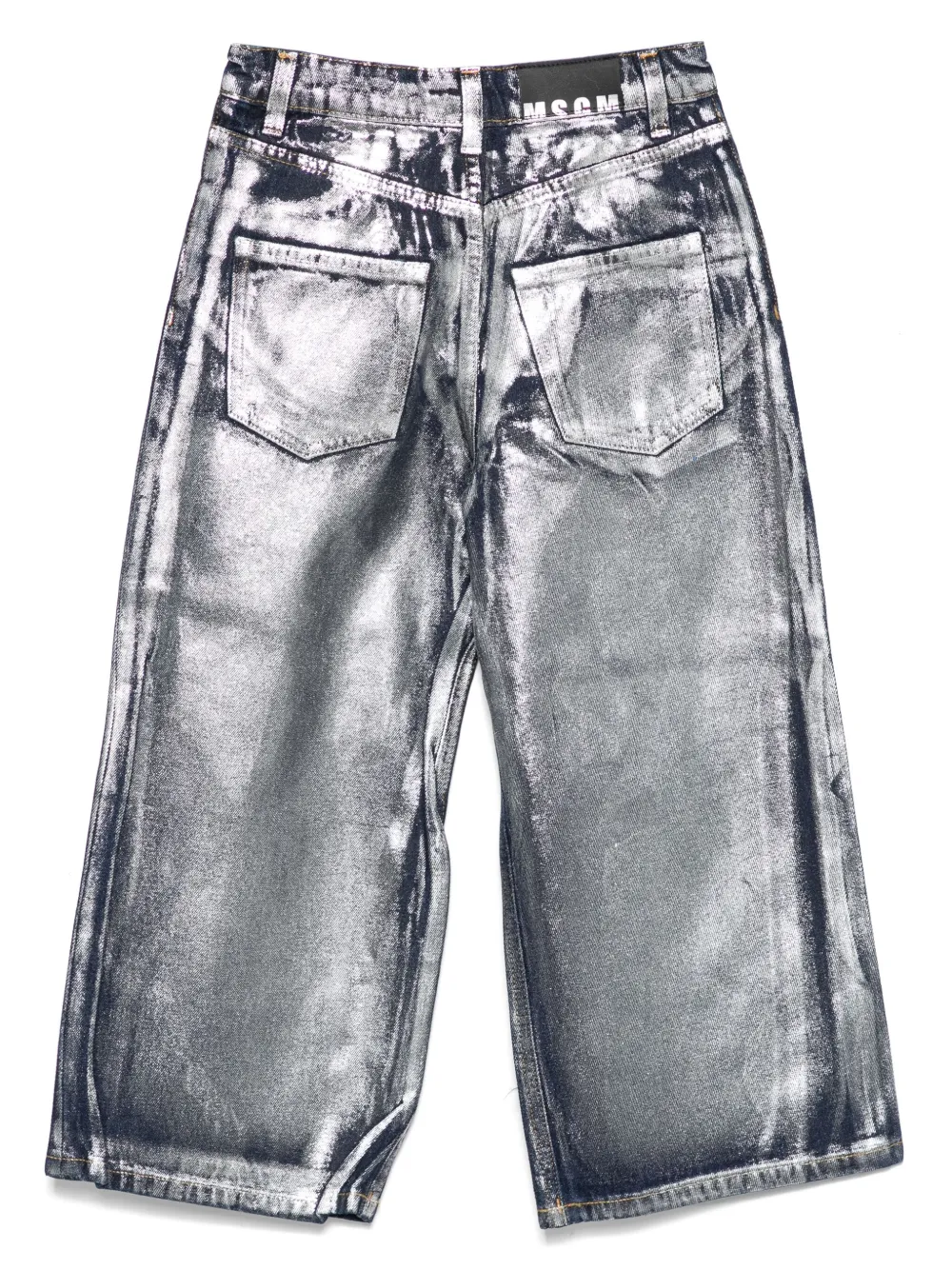 MSGM Kids Metallic zilveren jeans Blauw