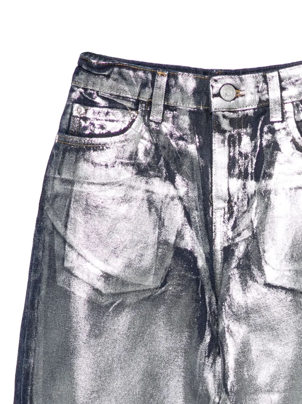 MSGM Kids Metallic zilveren jeans Blauw