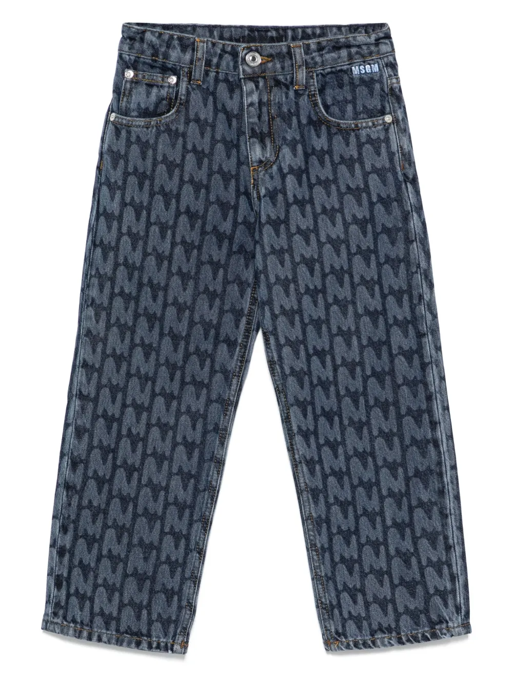 MSGM Kids monogram five-pocket jeans | Blue | Image 1
